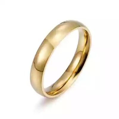 4MM Stainless Steel Gold Plated Men Women Wedding Ring Band Size 3-13 • $3.80