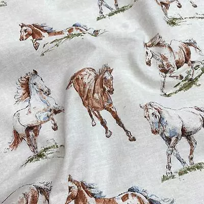 Vintage Linen Look Country Side Animals Digital Print Designer Upholstery Fabric • £16.19