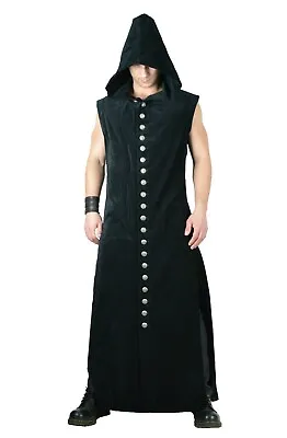 Shrine Gothic Steampunk Ritual Medieval Velvet Black Vampire Wraith Robe Coat  • $199.99