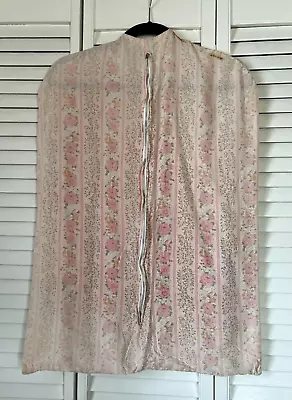 Vintage 60s 70s Handmade Pink Floral Garment Bag • $9.99