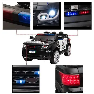 $169.99 • Buy 12V Kids Police Ride-On SUV Car Lights, Music, Sirens, Parent Control For Kids