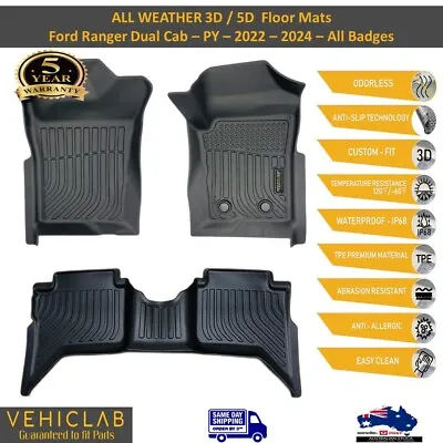 3D/5D All Weather Car Floor Mat Liner For Ford Ranger Next Gen- 2022 (Jul)- 2024 • $165