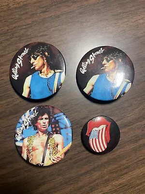 Lot Of 4 Rolling Stones Pins - Mid 80s VINTAGE- Keith Ron RS Logo • $12.99