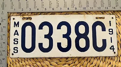 1914 Massachusetts Dealer Porcelain License Plate 0338C TU ALPCA CONSIGNMENT • $22.50