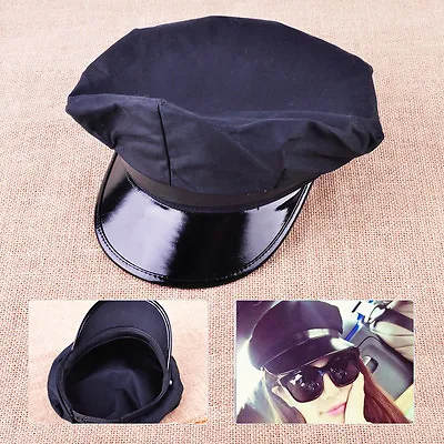 Black Octagon Captain Skipper Police Sheriff Hat Cap Party Costume Cosplay New • £9.82
