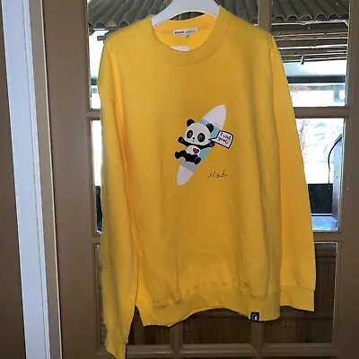 Kimoa NEW Women's Bright Yellow Panda   I Love You Sweatshirt Size Large.Comfy. • $38