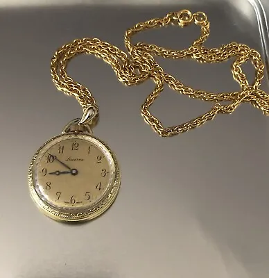 Vintage Lucerne Swiss Made Manual Wind Pendant Watch On Chain Working Perfect • $74.95