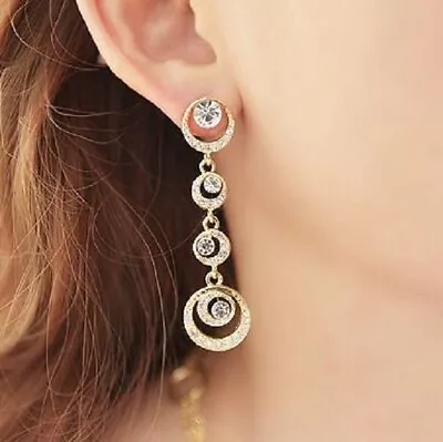 Lovely Crystal Circle Chandelier Earrings • £2.99