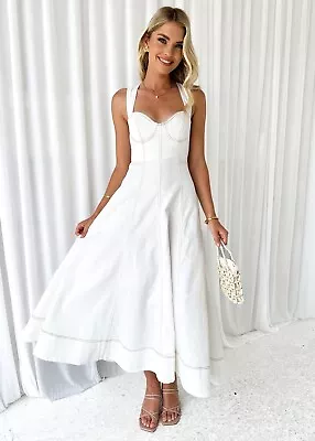 White Maxi A Line Denim Dress Size 12 • $89.99