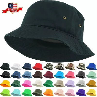 Bucket Hat Boonie Basic Hunting Fishing Outdoor Summer Cap Unisex Cotton Polyest • $11.50