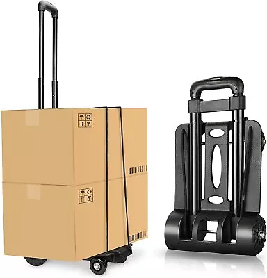 4 Wheels Folding Hand Truck 88 Lbs Capacity Heavy Duty Compact Luggage Cart • $47.99