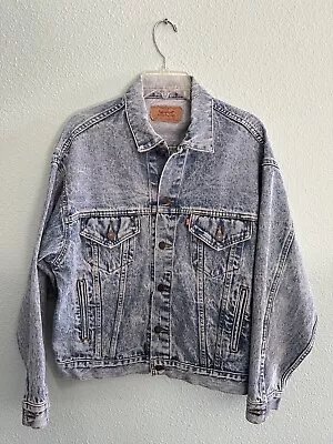 VTG 80s Levis Trucker Denim Jacket Medium USA 70507-0219 Acid Wash Stone Wash • $50