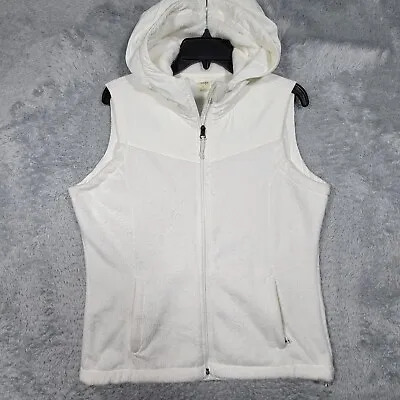 Made For Life Vest Womens Large White Fleece Hooded Zip Up Pockets • $21.99