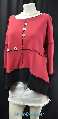 $35.95 • Buy Designer Top Textured Knit Blouse Shabby Lagenlook Chic Shark Bite Size S M VTG