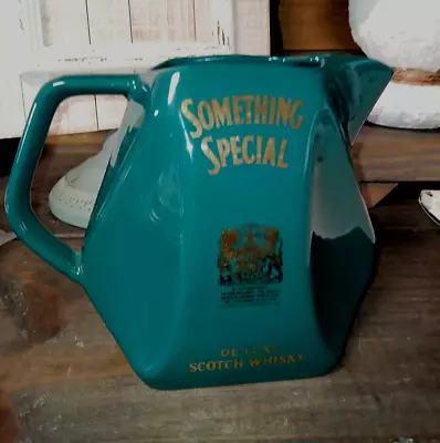 Something Special De Luxe Scotch Whisky Water Pitcher Jug Green & Gold Wade • $24