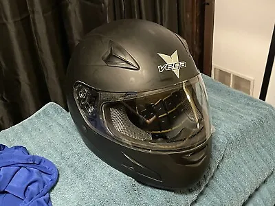 Vega X888 Full Face Motorcycle Helmet Gloss Black Clear Visor Medium - PREOWNED • $75