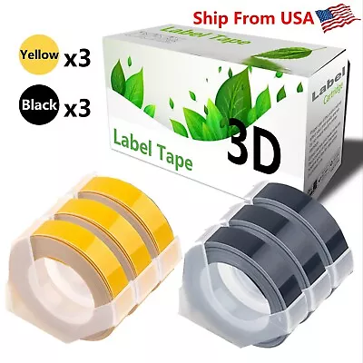 (3Yellow3Black) 3D Label Tape Used For Dymo Maxi 1755 Label Makers • $12.99