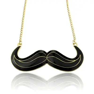 MUSTACHE NECKLACE 3  Moustache Charm Pendant 27  Chain Black Handlebar Movember • $1.95