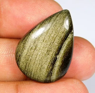 100% Natural Silver Obsidian Cabochon Hand-polished Loose Gemstone 24.ct Uz=292 • $9.13