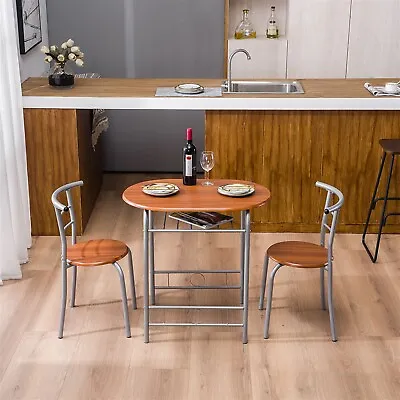 3 PCS Modern Metal Frame Dining Breakfast Bar Table & 2 Chairs Set Kitchen Home • $96