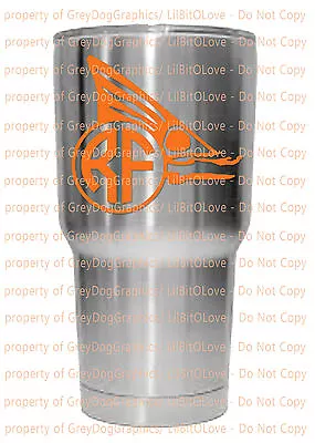 Custom Yeti Sized Redfish Monogram Vinyl Decal 2 Initials Sticker Fish Red Drum • $2.49