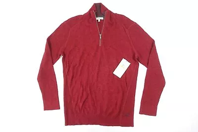 Calvin Klein Jeans Ck Red Large Half Zip Mock Neck Knit Sweater Mens Nwt New • $19.98