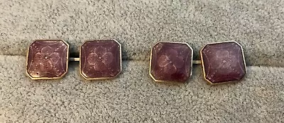 Vtg Purple Guilloche Enamel Gold Tone Cufflinks • $14.85