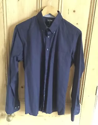 TM Lewin Business Casual Egyptian Cotton Mens Shirt Medium Dark Blue • £8