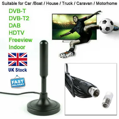 £8.54 • Buy Portable TV Digital HD Freeview Aerial Ariel DAB/FM Indoor Outdoor Car House NEW