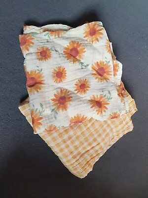 Baby Girls Muslin Thin Summer Blanket Bundle Yellow Sunflowers • £4