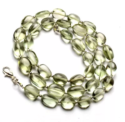 Natural Gem Prasiolite 10 To 13 Mm Size Smooth Nugget Beads Necklace 20  • $16.80