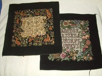 2 Vtg. Alphabet Floral & Animal Tapestry Squares 13  Pillow Cushion Sampler ~ Q2 • £18.22