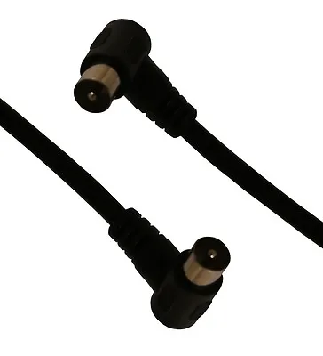 1.5m Auline® Black TV Aerial Cable With 90 Degree Right Angle Male Coax Plugs • £3.39
