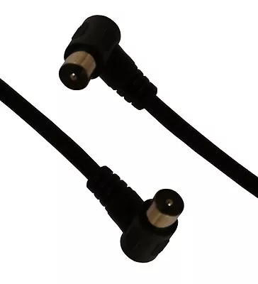 Auline® 5m Black TV Aerial Cable With 90 Degree Right Angle Male Coax Plugs • £6.49