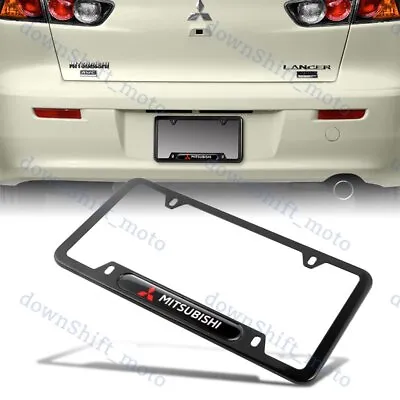 For 1PCS MITSUBISHI Black License Plate Frame Stainless Steel Metal New • $10.99