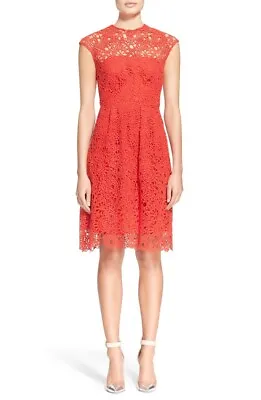 $998 • Buy Lela Rose Guipure Floral Lace Fit And Flare Back Zip Closure Dress Size 10