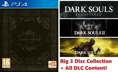 Dark Souls Remastered + II + III Trilogy +All DLC PS4 Content Sony Playstation 4 • $138