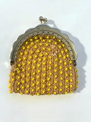 Vintage Coin Purse Kiss Lock Beaded Crochet • $6