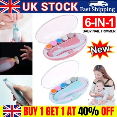 Electric 6In1 Baby Nail Trimmer Infant Newborn Safe Grinder Clipper Tools Set UK • £3.99