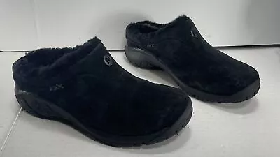 Merrell Primo Chill Slides Womens Size 8 Black Suede Slip On Clogs Sherpa Lining • $27.50