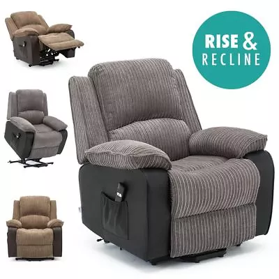 Postana Jumbo Cord Fabric Rise Recliner Armchair Electric Lift Riser Chair • £469.99