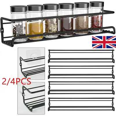 2/4PCS Spice Herb Jar Rack Holder Kitchen Door Cupboard Wall Storage Stand Shelf • £8.99