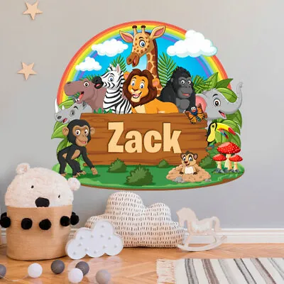£22.50 • Buy Personalised Wall Sticker Children's Jungle Animals Bedroom & Nursery Wall Decor