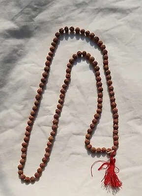 Rudraksha Mala 8mm Beads- 108+1 Beads Japa / Mala 100% Natural RELIGIOUS Rosary • $7.25