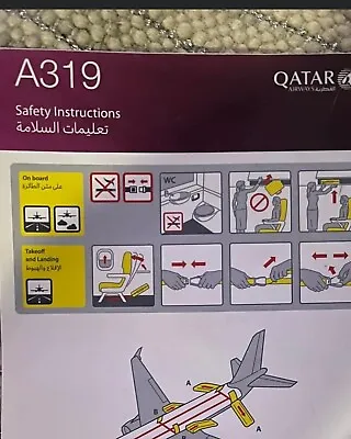 Qatar Airways Airbus 319 Safety CArd Extremely Hard To Find • $200