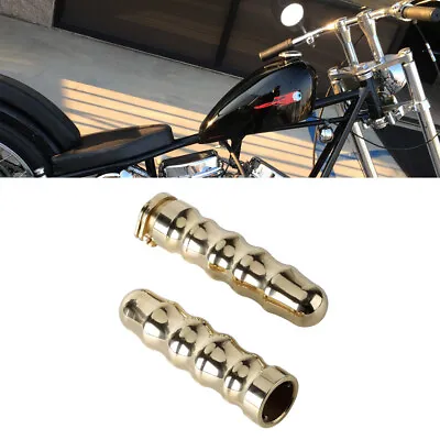 Pair L&R Brass Hand Grips 1'' 25mm Handlebar Grips For Harley Cafe Racer Bobber • $54.22