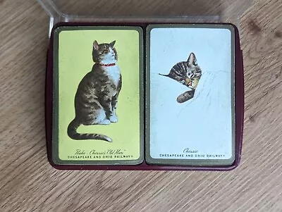 VINTAGE C&O Chessie & 'Old Man' Peake Railroad CATS Playing Cards Double Deck • $46.14