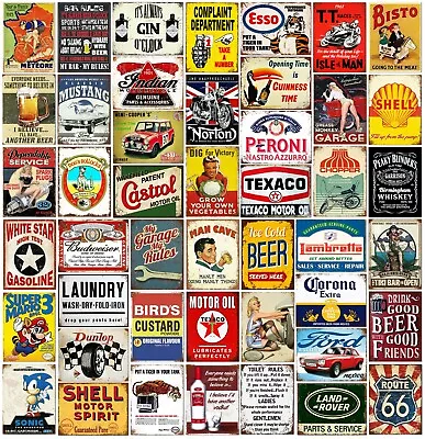 £4.99 • Buy Metal Wall Signs Plaques Vintage Retro Style Garage Home Bar Kitchen Mancave Car