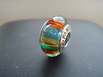 Genuine Pandora Murano  Rainbow S925 Ale Glass Bead Charm  791034 • £7.50