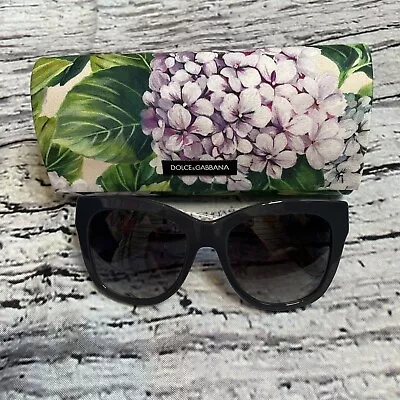 Dolce & Gabbana Sunglasses With Case Butterfly Black Lilac Floral Print DG4270 • £169.61